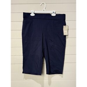 NWT‎ Dana Buchman Women's Navy Blue Bermuda Shorts Size M Stretch Comfort Pants
